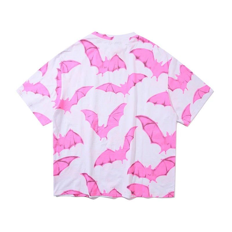 Hip Hop T Shirt Men Funny Full Bat Pattern Print Streetwear Oversize O-neck Pure Cotton 2020 Spring New Harajuku Couple | Мужская одежда