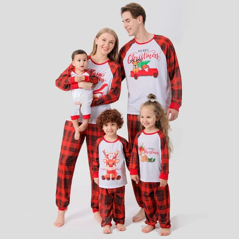 

Merry Christmas Family Pajamas Set Mom and Daughter Matching Clothes Family Look Sleepwear Home Leisure Wear Christmas Gift