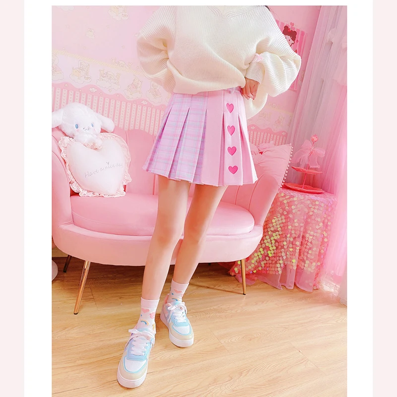 Новые Сексуальные женские юбки с завышенной талией милые розовые трапециевидные