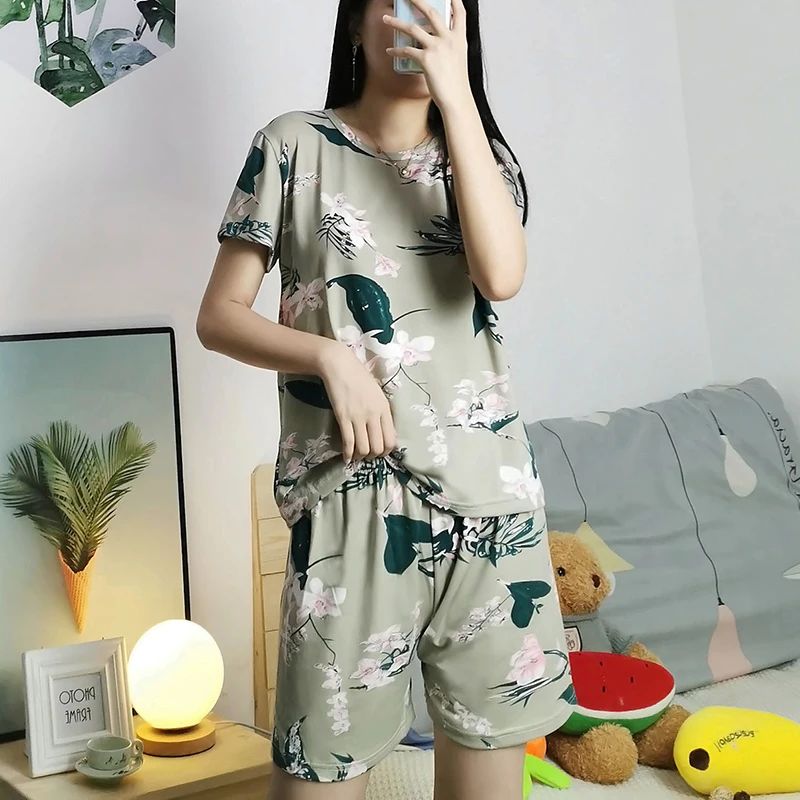 Spring / Summer New Sleepwear Cotton Long-sleeved Trousers Ladies Pajamas Suit Simple Style Women Long Pajamas