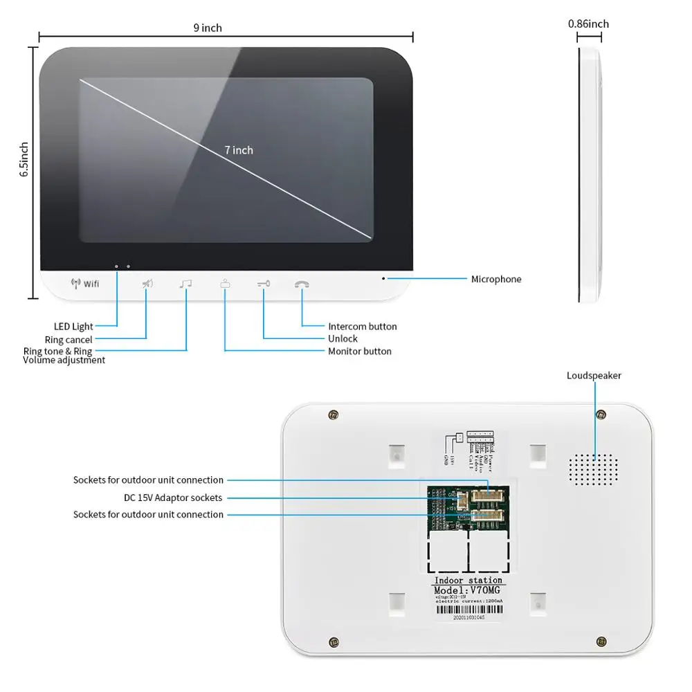 7 Ihch Wifi Video Doorbell Metal Camera With IR Video Door Bell Support RFID Unlock For Home Access Control