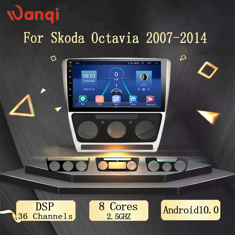 

Автомобильная Мультимедийная система, 10,1 дюйма, Android 12, для Skoda Octavia 2007-2014 Full Touch, DVD, GPS, AHD, DSP, навигационная система