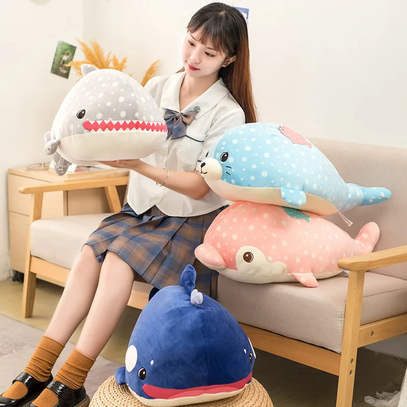 

60cm Seal Series Plush Shark Whale Stuffed Fish Ocean Animals Kawaii Dolphin Doll Toys For Children Kids Cartoon Toy Baby's Gift