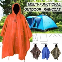3 in 1 portable raincoat sunshade camping tarp ground mat outdoor waterproof rain poncho backpack cover for hiking picnic tent