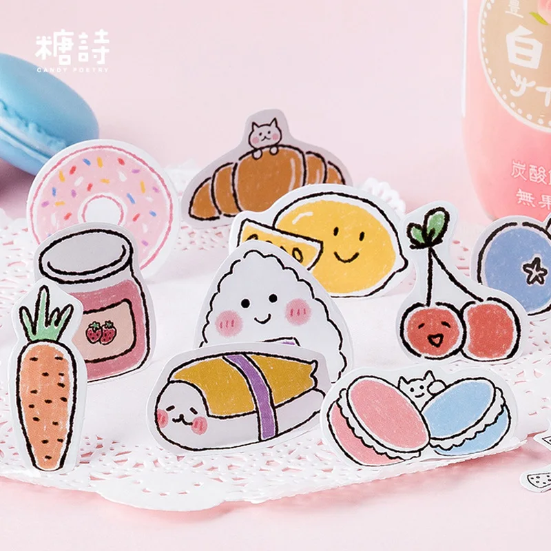 45 Pcs/Box Momo Cute Delicious pocket snacks mini paper sticker package DIY diary decoration album scrapbooking | Дом и сад