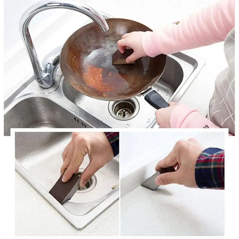 

Pot Pan Descaling Clean Decontamination Sponge Cleaning Brush Kitchen Tools Alumina Emery Strong Sponge Washing Rub Household