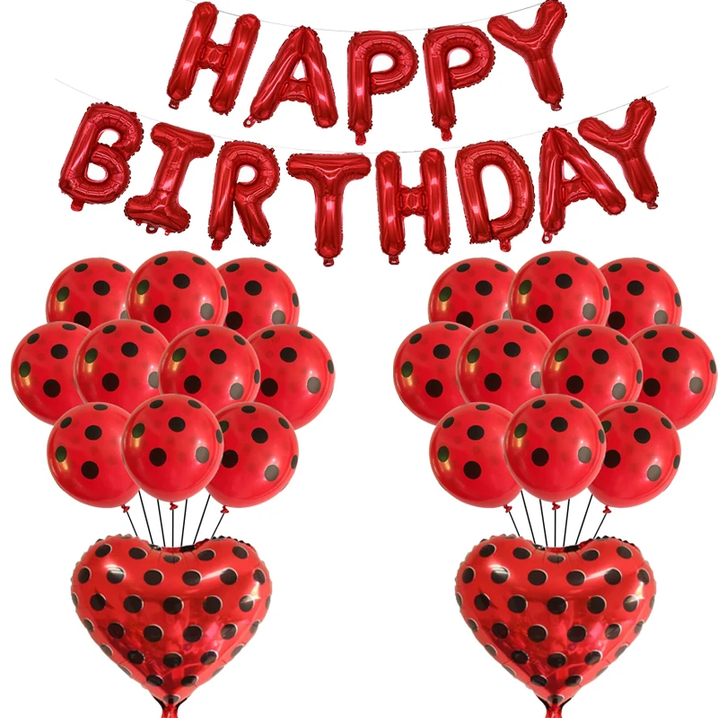 Латексные воздушные шары в горошек божья коровка красный черный цвет украшение