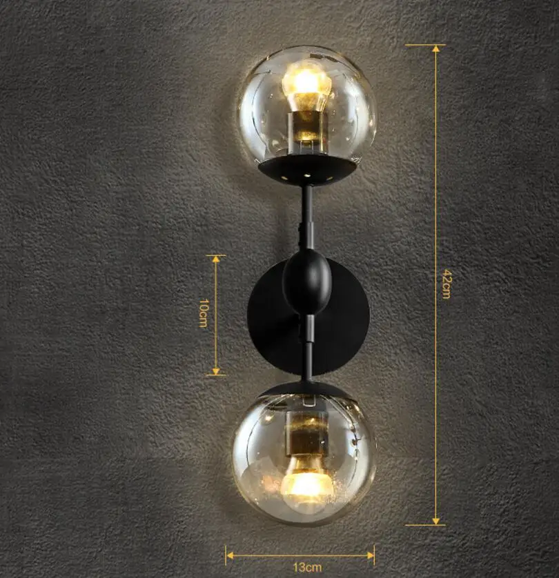 wall lamp Винтажный круглый шар промышленный Лофт железный подвесной светильник ячейка Mordern droplight со стеклянным круглым шаром классический E27 светодиодный подвесной светильник - Цвет абажура: wall lamp