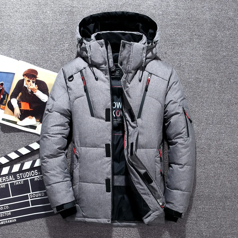 

-20 Degree Winter Down Jacket Men White Duck Down Parkas Coat Men Thick Warm Snow Parka Jacket Overcoat Windbreaker Warm Parkas