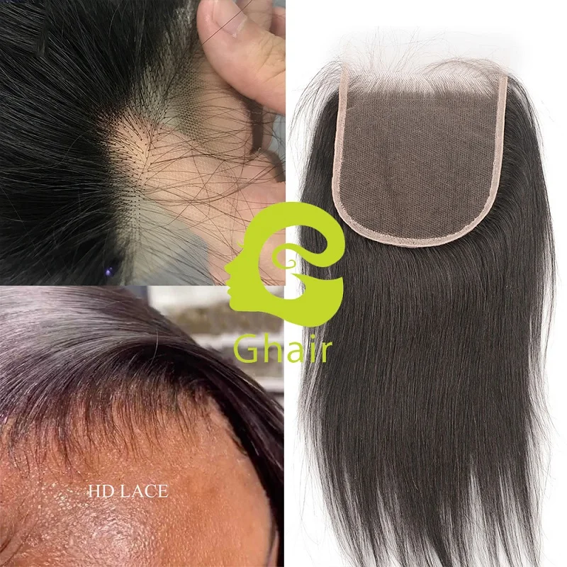 Настоящая HD кружевная застежка 5X5 с детскими волосами свободные отбеленные узлы