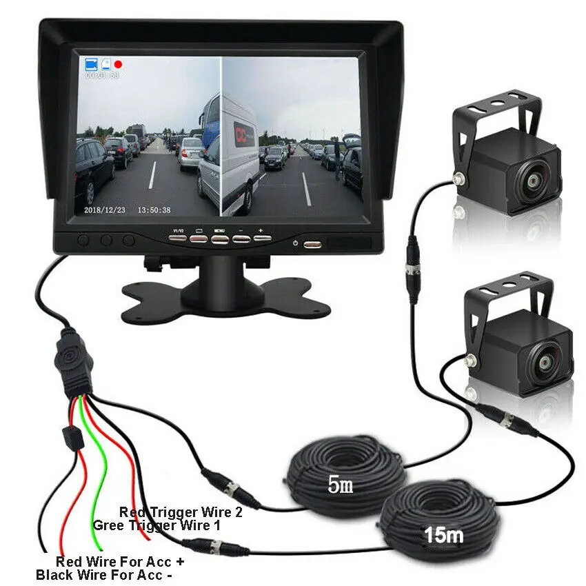 DVR YuanTing резервная камера система 2 сплит экран 7 ''двойной обзор AHD 1080P монитор с Запись DVR Функция для грузовика, трейлера - Цвет: DVR