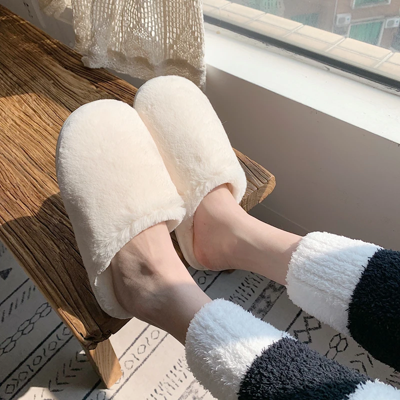 

Mazefeng Women Indoor Slippers Warm Plush Lovers Home Slipper Anti Slip Autumn Winter Shoes Woman House Floor Soft Slient Slides