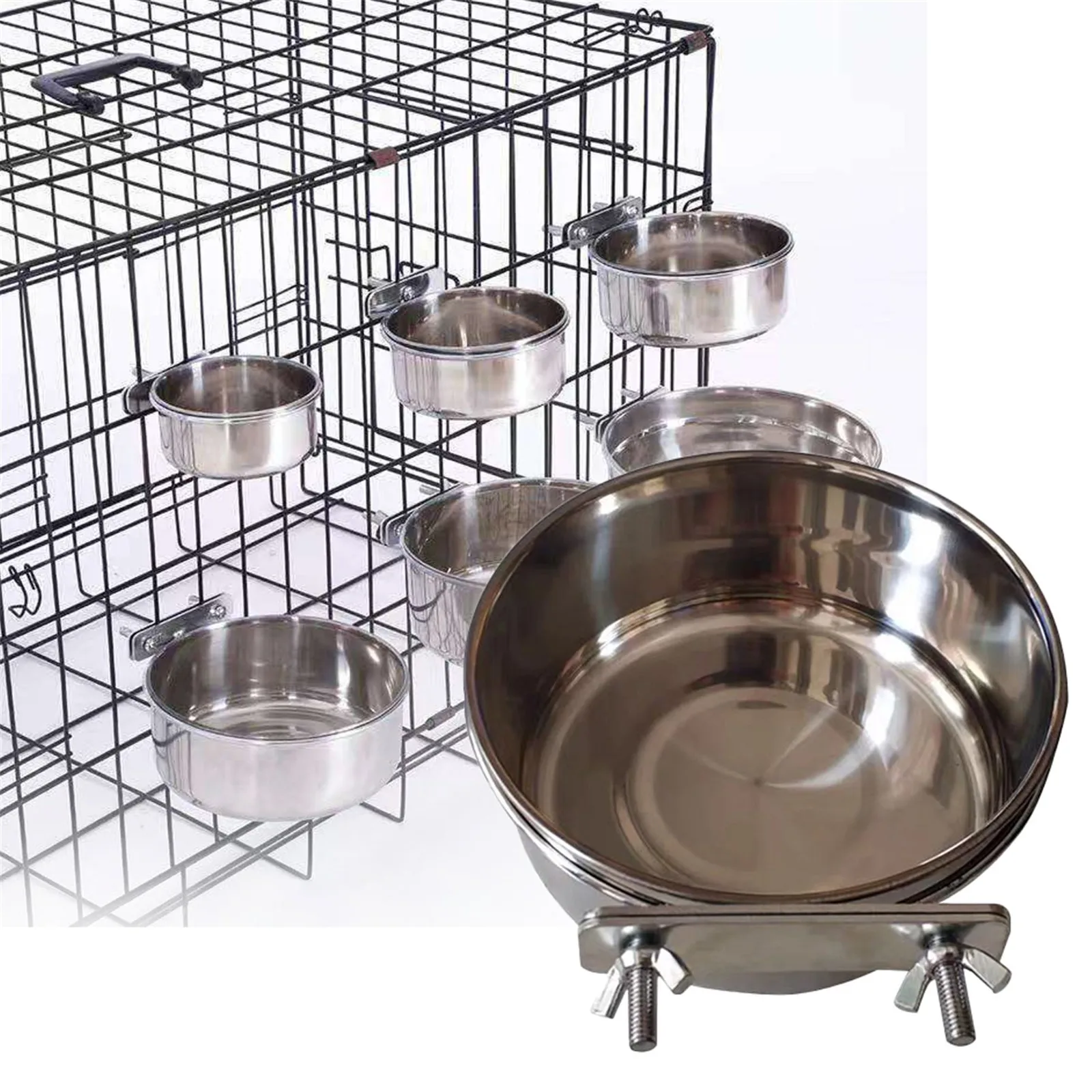 

Hanging Cage Bowl For Pet Birds Anti-turnover Stainless Steel Feeding Food Drinking Feeder Dish Cup For Parrot Parakeet Lovebird