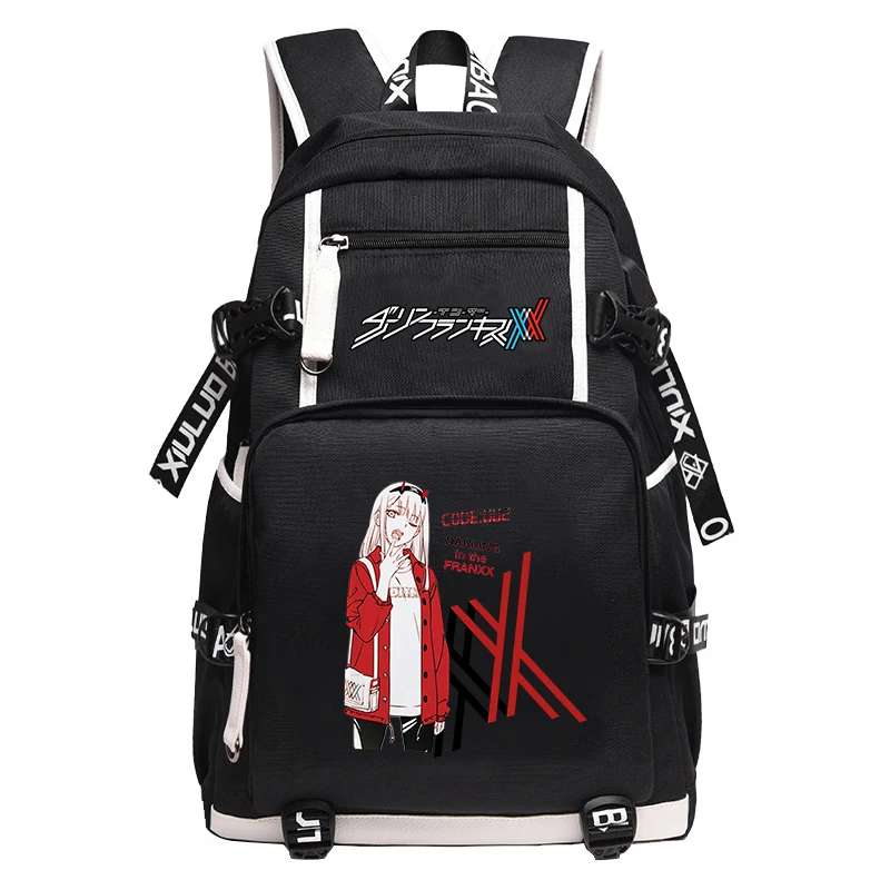 

Большой дорожный рюкзак DARLING in the FRANXX, школьные сумки из ткани Оксфорд для девочек, нулевая сумка для книг, рюкзак для ноутбука с USB-зарядкой, мультяшный рюкзак