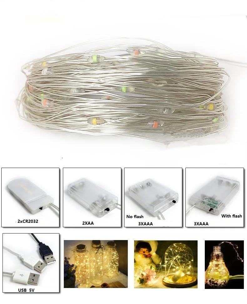 5 м Рождественский венок медная проволока светодиодная гирлянда домашняя окно