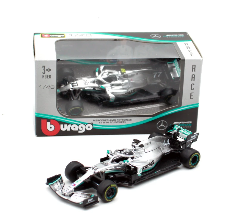 Bburago-Coche de aleaci&oacute;n de lujo modelo Mercedes F1 W10 EQ Power + 2019, juguete de colecci&oacute;n, regalo, 1:43, 2019-3