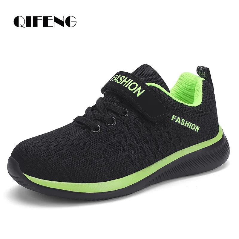 Casual Shoes Girl Light Sneakers Student Kid Summer Breathable Mesh Sport Footwear Fall Winter 7-12y Children Flat Shoes Black