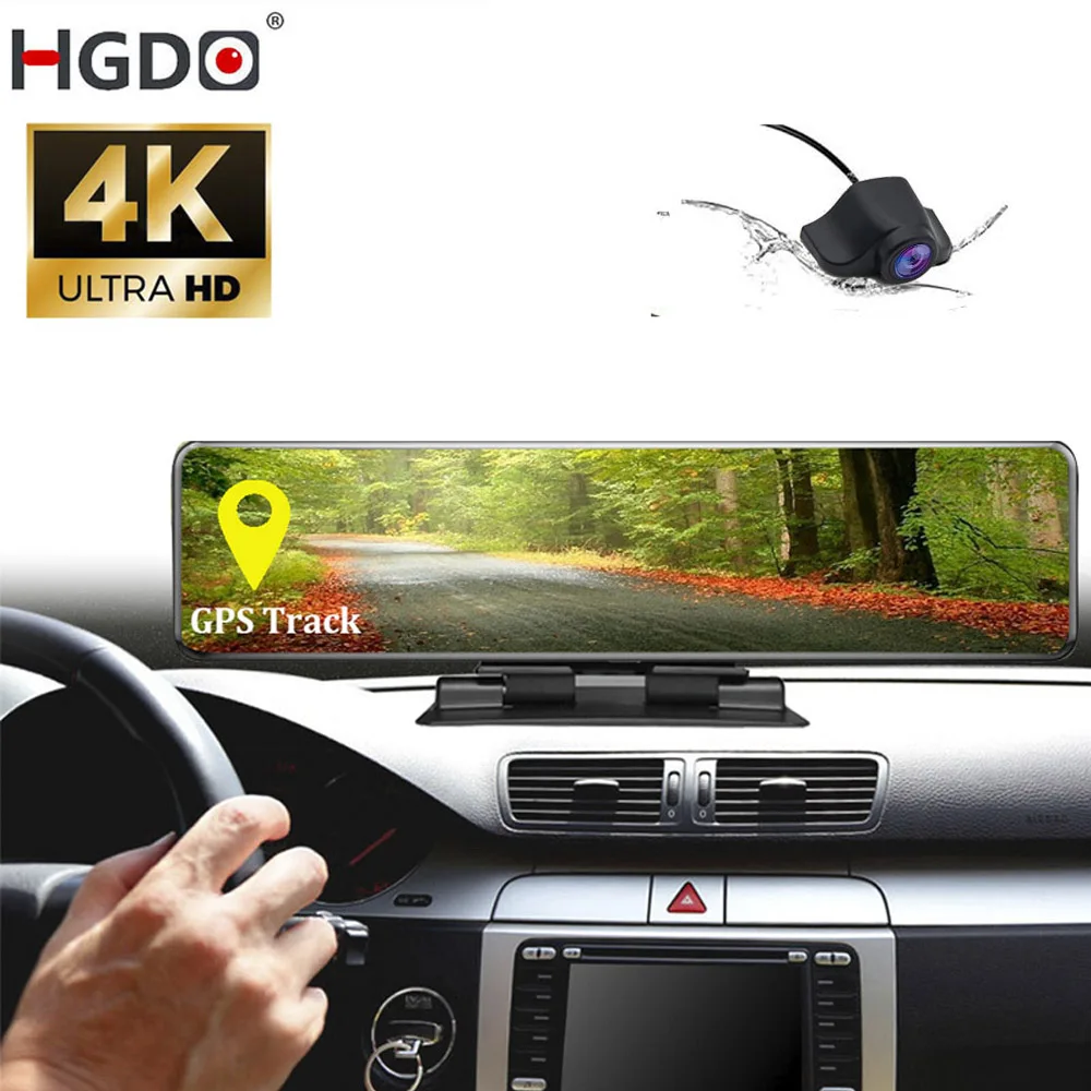 Автомобильный видеорегистратор HGDO 4K на приборную панель 3840*2160P Sony IMX 415 зеркало