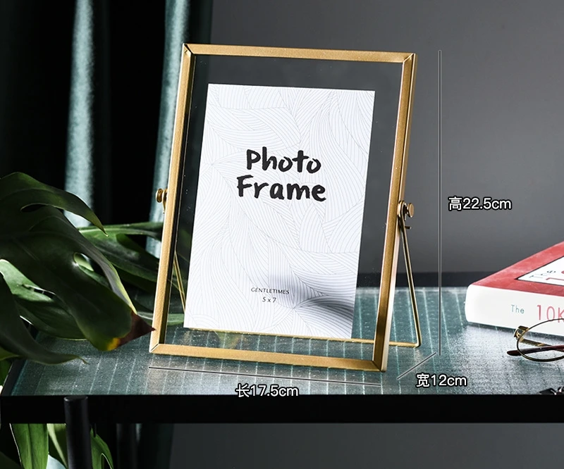 Gold 7 inch Кованое железо Геометрическая фоторамка набор скандинавского ветра фото металлический стеклянный кронштейн для домашнего индивидуального креативного украшения - Цвет: Gold 7 inch
