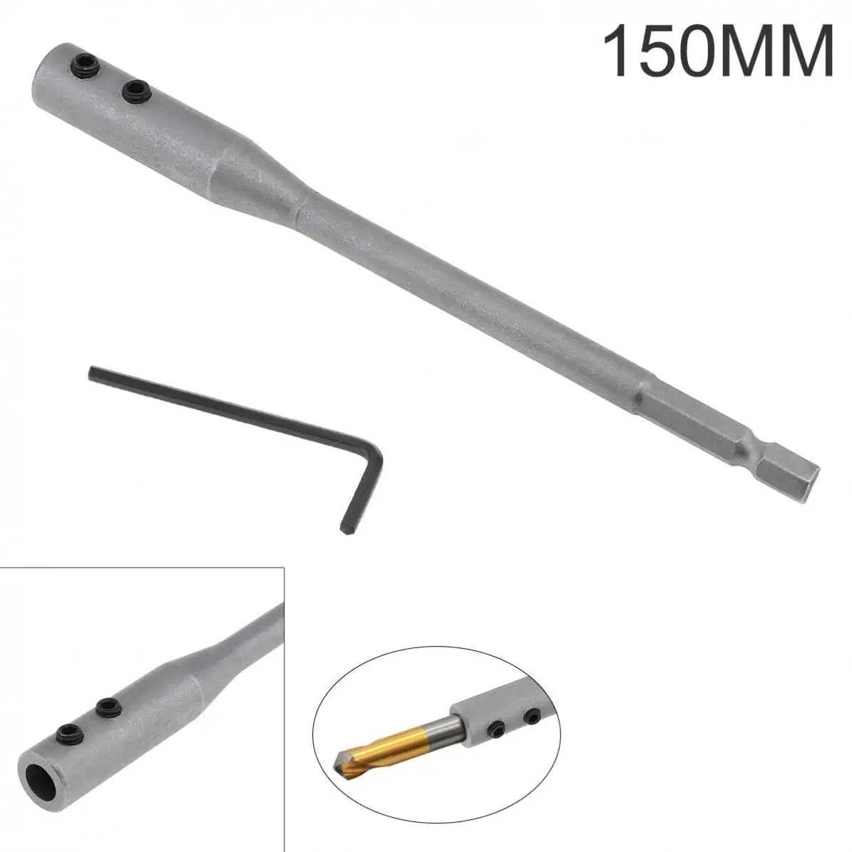

150mm Fit For Flat Drill Bit Deep Hole Shaft Hex Extention Holder Connect Rod Tools With 1/4" Hex Key Drill Bit
