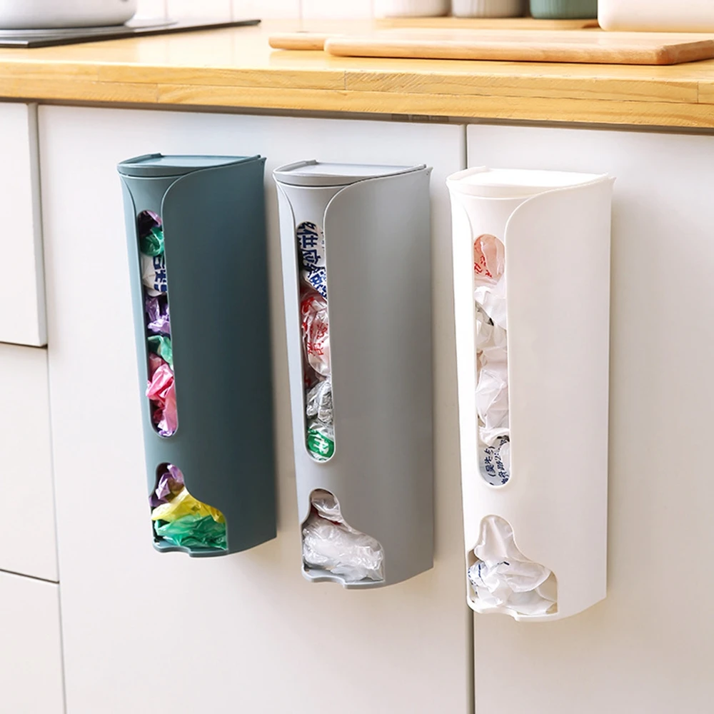 

Garbage Bag Storage Box Kitchen Plastic Collector Wall-mounted Convenient Extraction Type Trash Bag Container Home