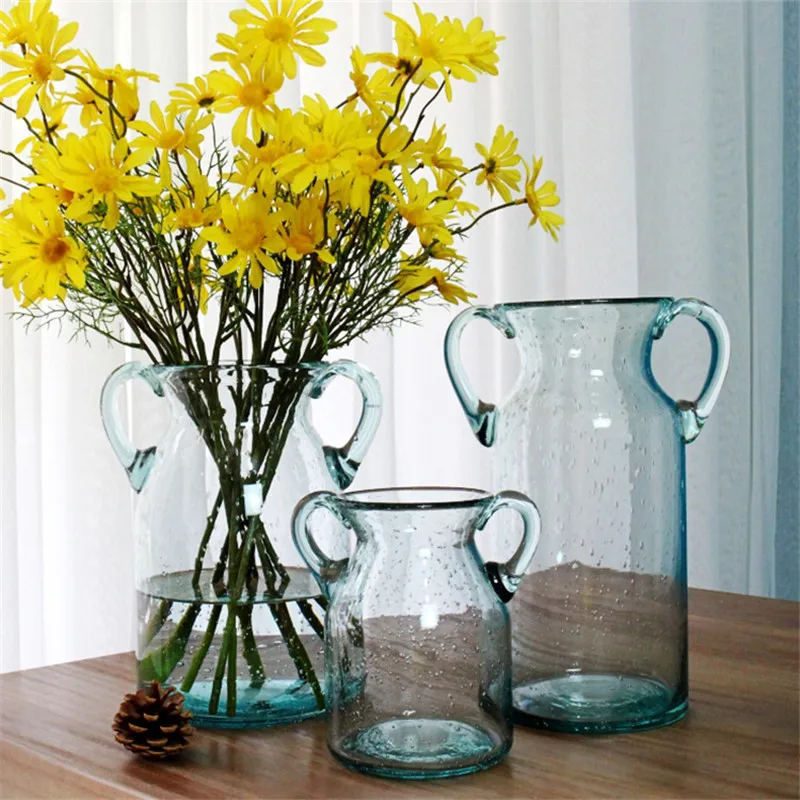 Прозрачная разноцветная настольная стеклянная ваза для гидропоники сушеные