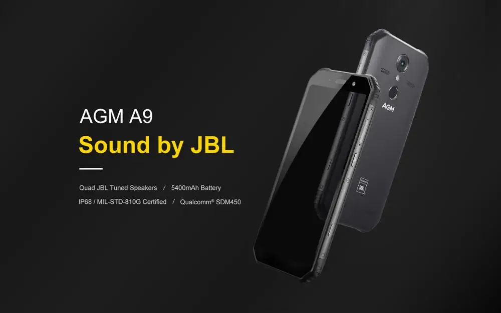 AGM A9+ наушники JBL FHD+ JBL Co-Branding смартфон 4G Android 8,1 прочный телефон IP68 Водонепроницаемый NFC Quad-Box динамики
