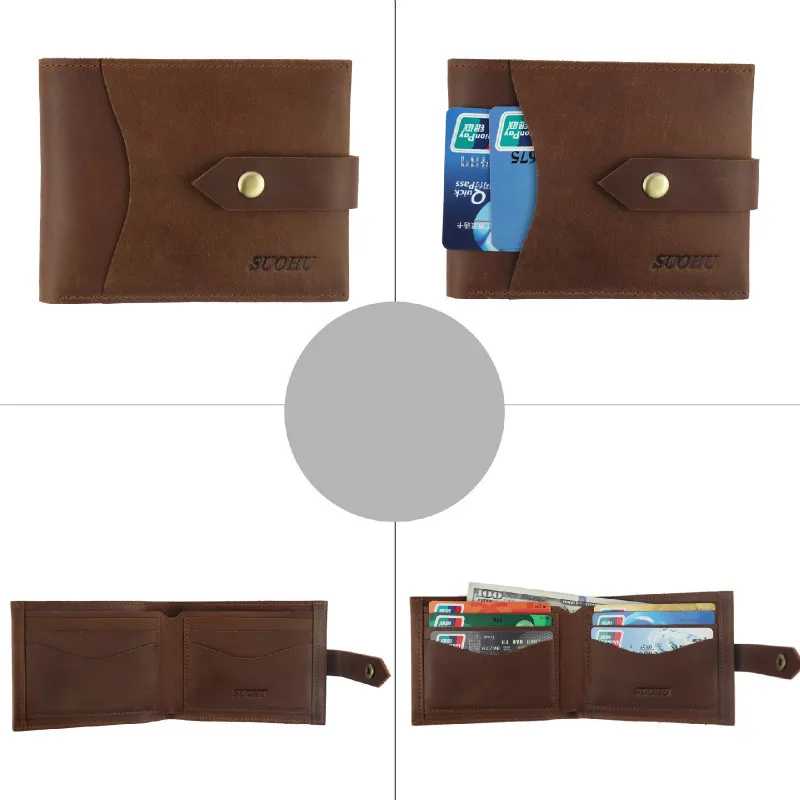 Новинка мужской короткий кошелек из натуральной кожи с пряжкой GROJITOO crazy horse zero