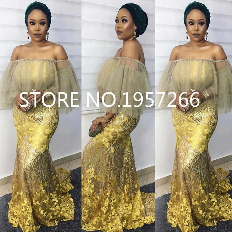 Золотые блестки s кружево для платья Aso Ebi Африканское высококачественное
