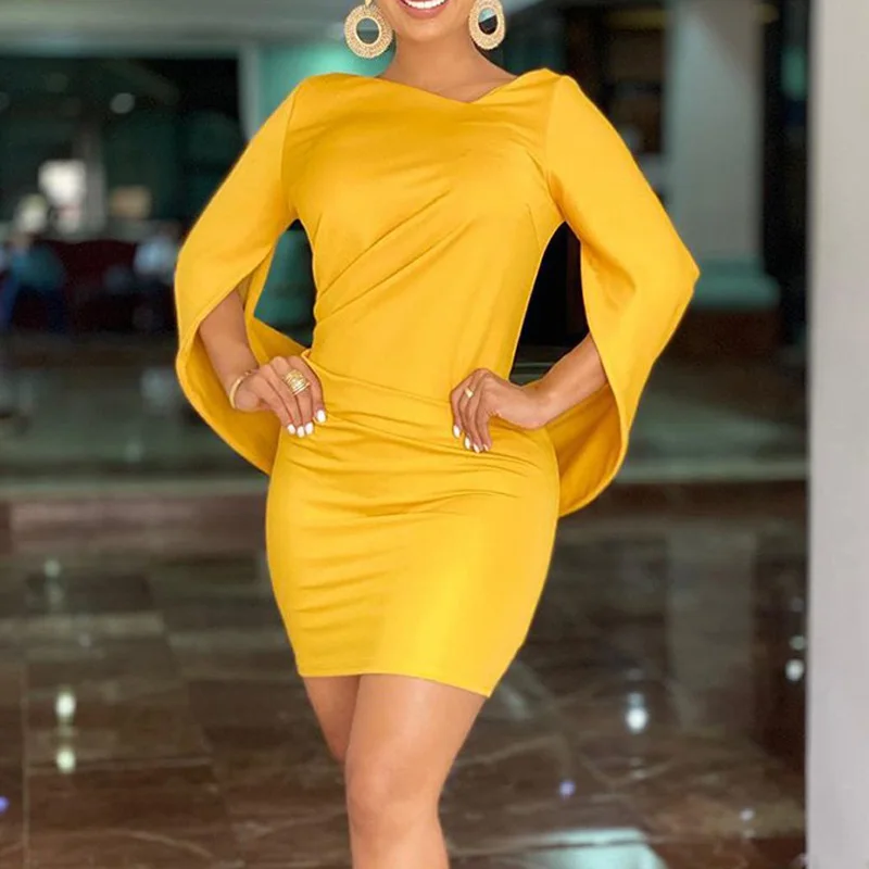 

Spring Double V Neck Draped Party Dress Women Fashion Sexy Backless Slim Bodycon Dress Autumn Slit Long Sleeve Solid Mini Dress