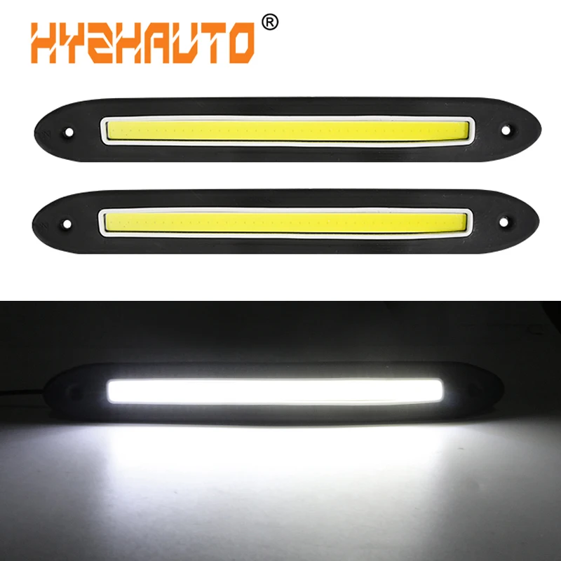HYZHAUTO 2 шт. Автомобильный светодиодный DRL противотуманный фонарь Водонепроницаемый COB Дневной ходовой светильник, гибкий светодиодный светильник для вождения, Светодиодная лента, светильник s белый DC12V