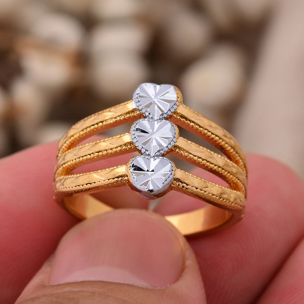 

Two Color Dubai Arab Africa Gold Color Rings for Girls Arabian Middle East Jewellery Woman Mama Gift