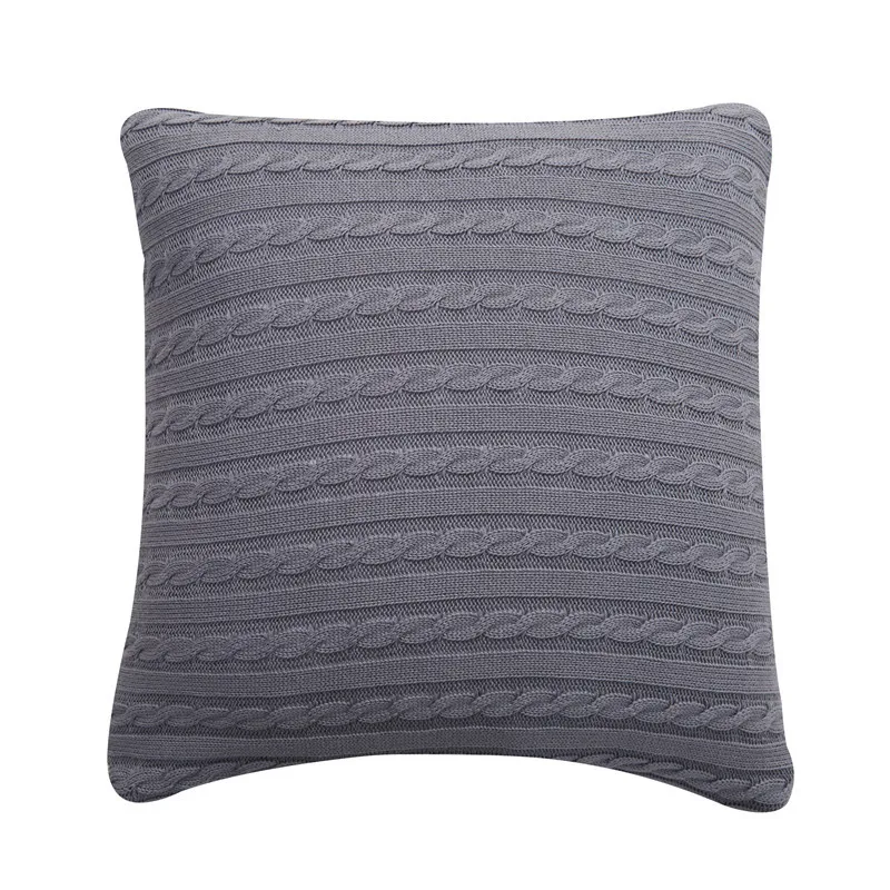 

Retro Style Solid Color Pillowcase Double-sided Office Wool Twist Knit Sofa Seat Waist Cushion Pillowcase Home Decoration