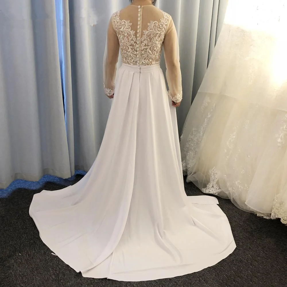 2020 комбинезоны Overskirts свадебное платье es с длинным рукавом Кружева аппликация