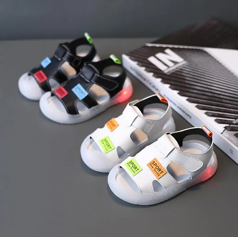 Детские сандалии светильник вверх детское летнее платье Женская обувь с