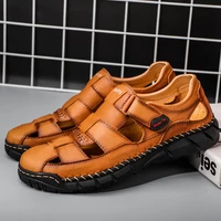 2022 summer classic mens sandals leather outdoor casual shoes rome high quality cowhide beach shoes fashion slippers 38 48