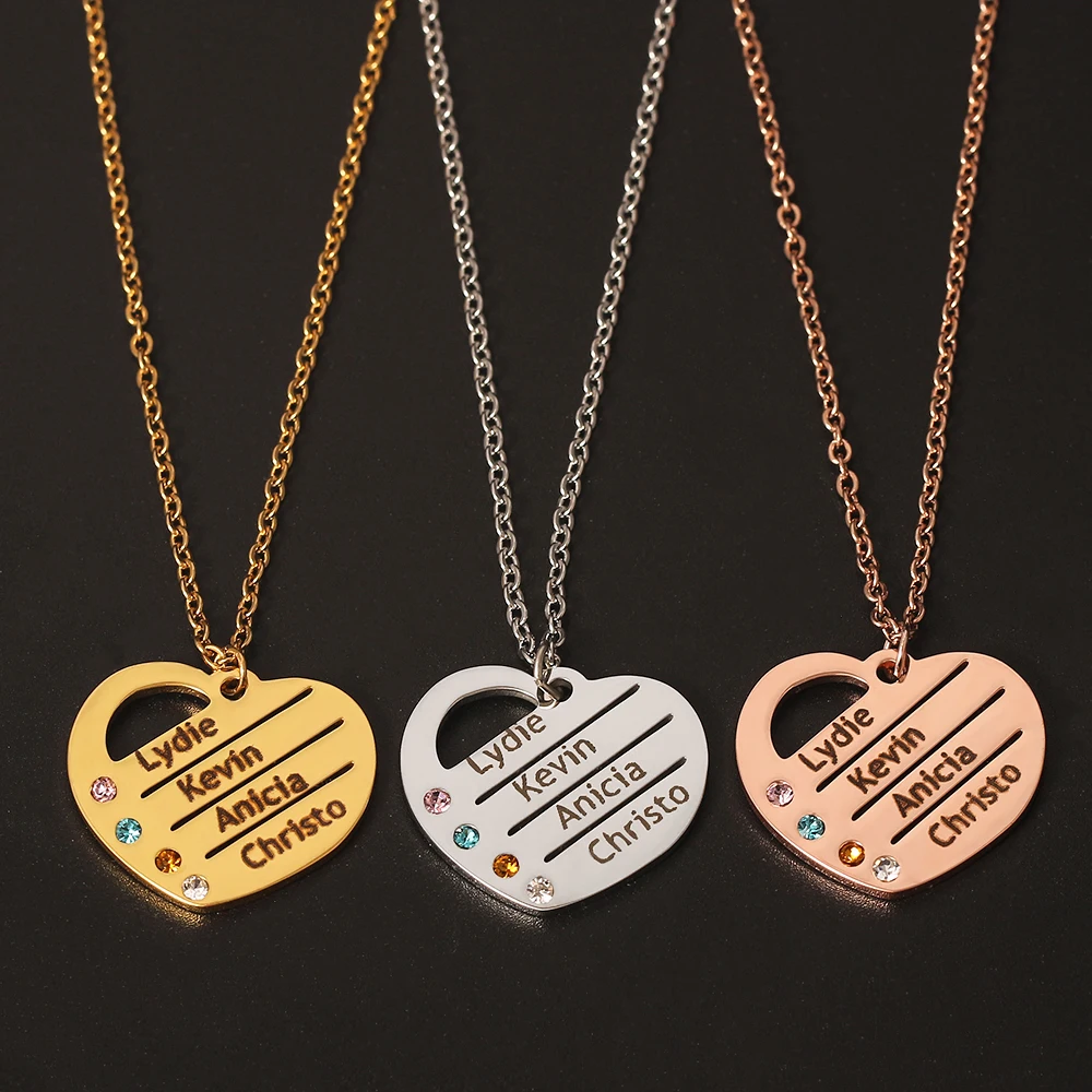 Счастливое сердце кулон ожерелье любовь семейное с камнями по месяцу рождения на