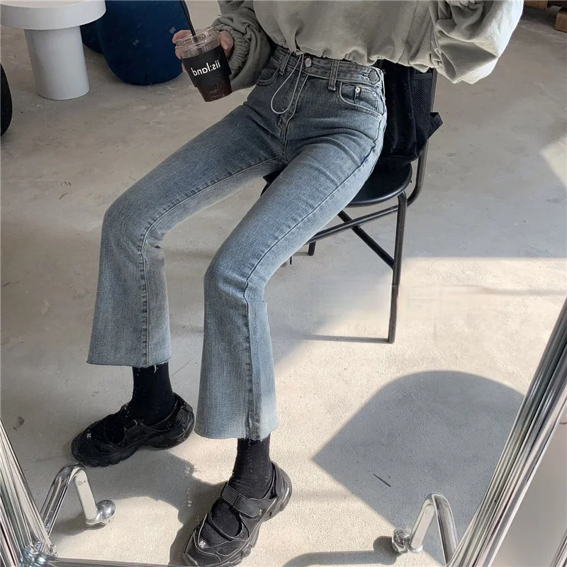 Расклешенные женские джинсы в ретро стиле до щиколотки узкие Hipster подростков