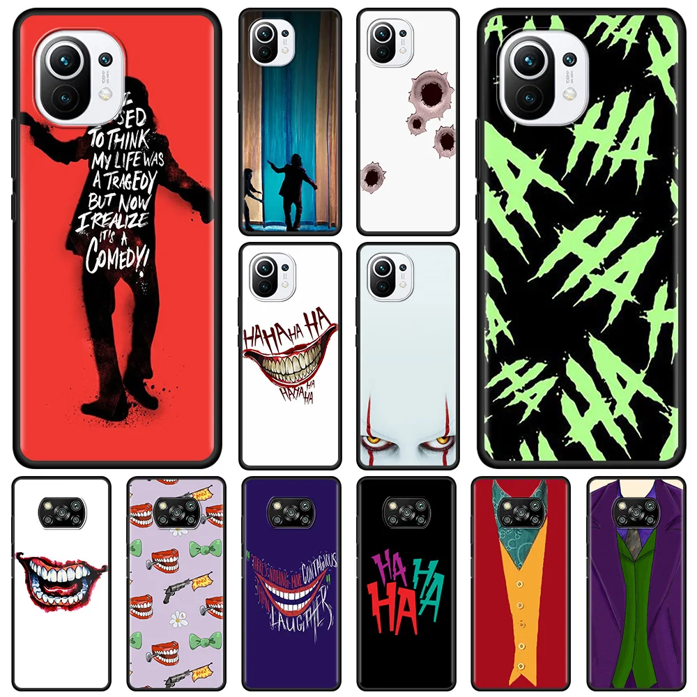 

Phone Case For Xiaomi 11 11X 10T 9T 10 8 Lite Ultra Pro for mi 11i 10S 9 SE Black Soft Bumper Fundas Capa Ha Ha Joker