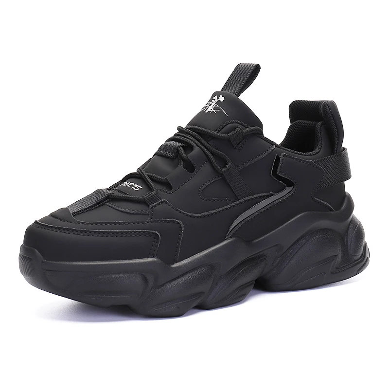 Женские кожаные кроссовки на толстой подошве белые или черные спортивные