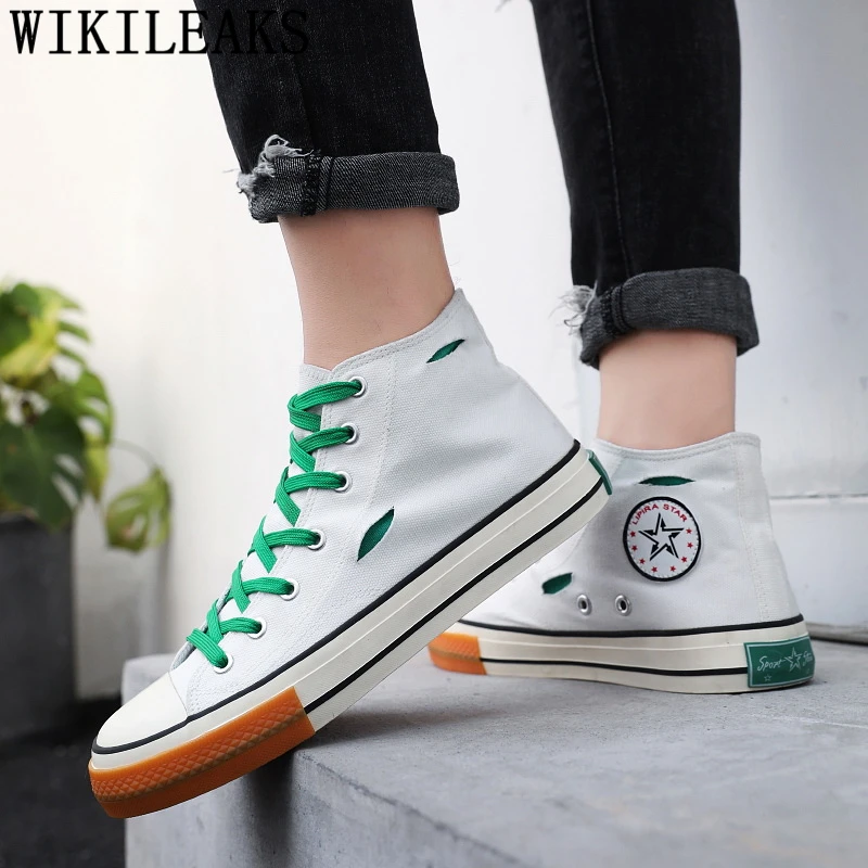 High Top Sneakers White Shoes Men Fashion Canvas Mens Casual Hot Sale Sepatu Pria Calzado Hombre Buty Meskie |