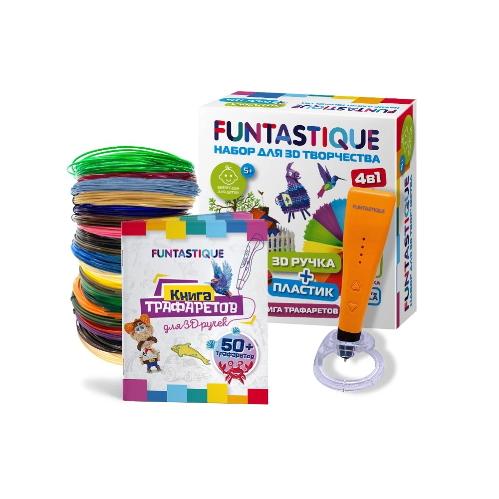 3D ручка Funtastique Cleo с подставкой + PLA-пластик 20 цветов и книжка трафаретами |