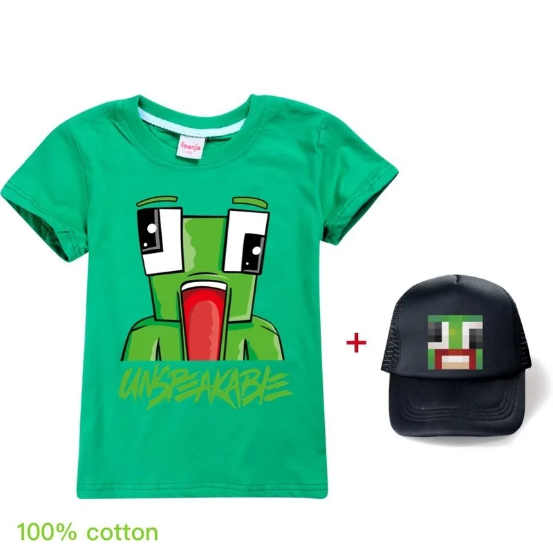 Неразборная футболка для мальчиков + кепки летние топы с рисунком подростков