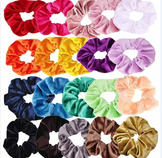 20pcs dark colour ZMASEY 10 шт./лот 45 цветов(можно выбрать) бархатные резинки для женщин девочек эластичные волосы резиновые ленты аксессуары для галстука резинка для волос - Цвет: 20pcs dark colour