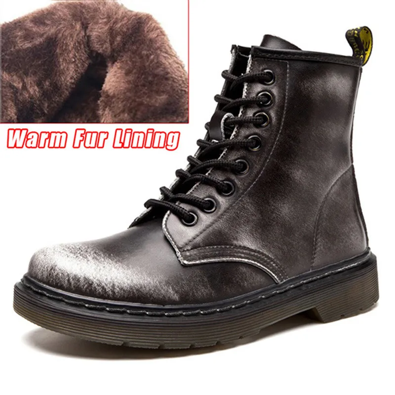 Gray Fur LAKESHI/женские ботинки из натуральной кожи; популярные ботильоны; женская обувь; сезон осень-зима; Женские ботинки в байкерском стиле; женские ботильоны - Цвет: Gray Fur