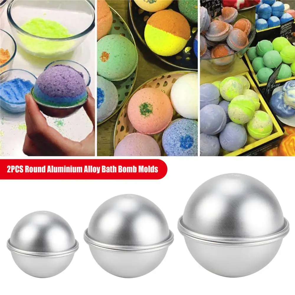 2PCS Round Aluminium Alloy Bath Bomb Molds DIY Tool Salt Ball Homemade Crafting Gifts Semicircle Sphere Mold | Красота и здоровье