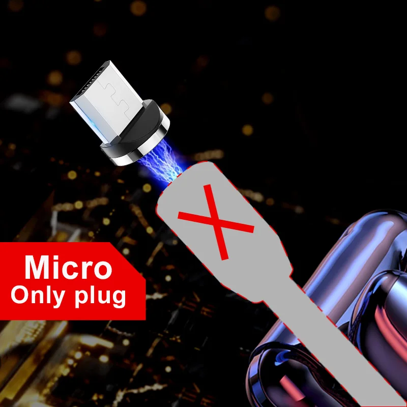 Only Micro USB Tip Магнитный кабель Быстрая зарядка usb type C кабель магнитное зарядное устройство Micro USB кабель мобильного телефона Кабели для Samsung iphone USB шнур 1 м - Цвет: Only Micro USB Tip