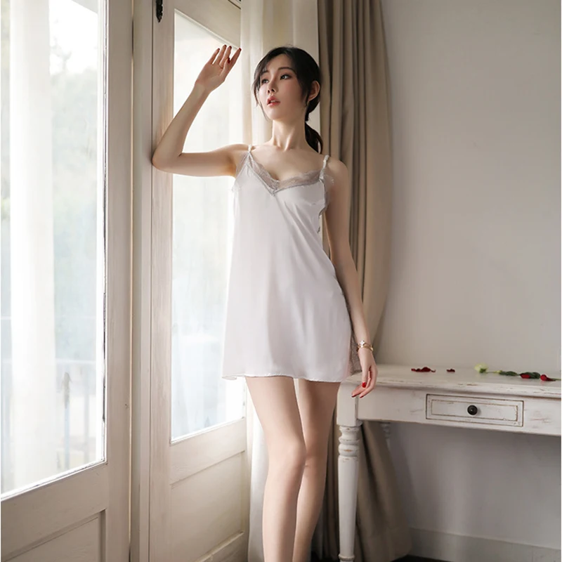 Сексуальная мусс Пижама женская слинг ночная рубашка футболка костюм Холтер