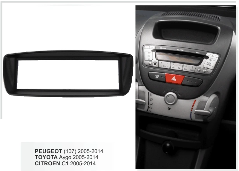 SINGLE DIN Facia for Citroen C1 Toyota Aygo Peugeot 107 2005-2014 Radio DVD Stereo CD Panel Dash Kit Trim Fascia Face Plate | Автомобили и