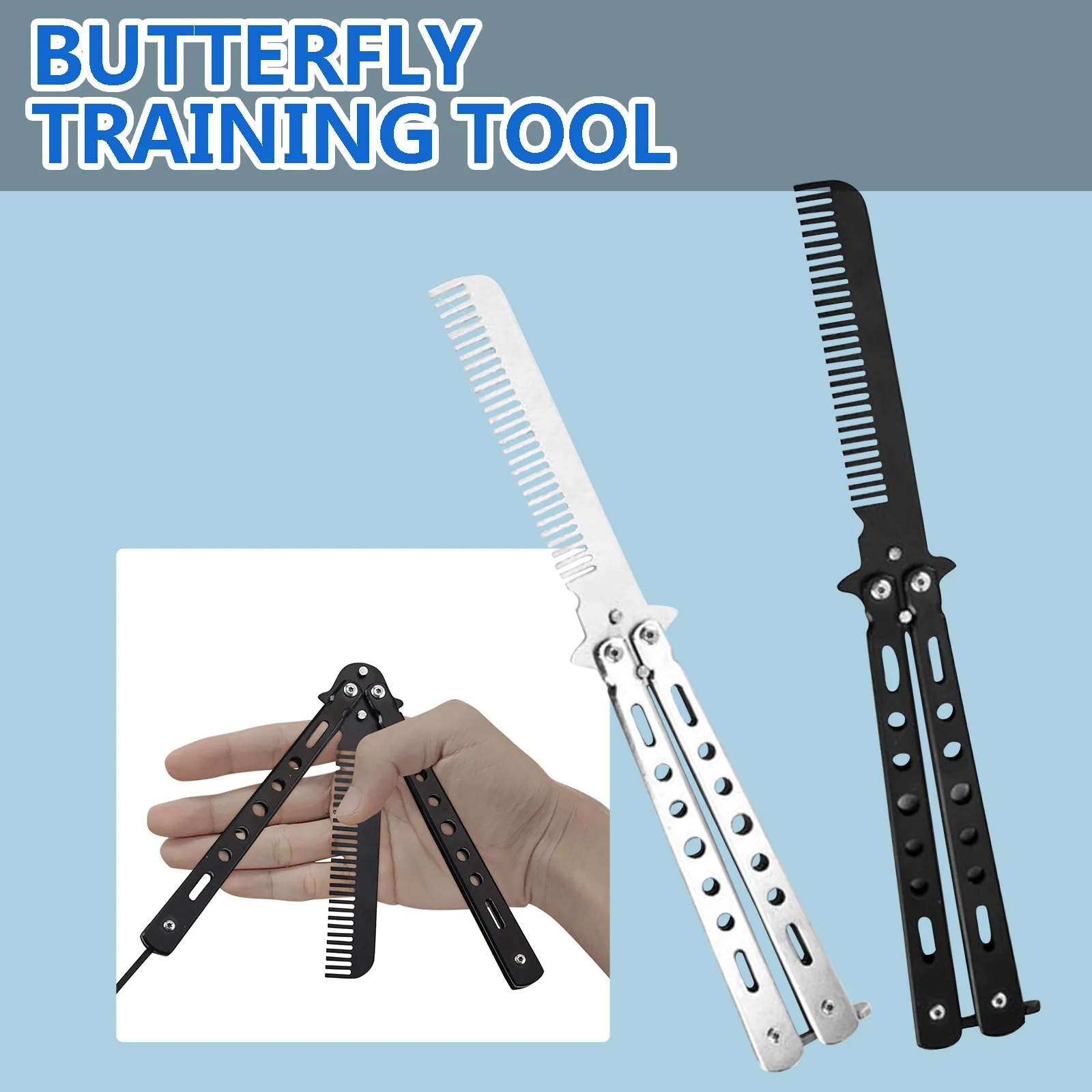 

Foldable Butterfly Comb Stainless Steel Multifunctional Comb Butterfly Comb Training Tool Butterfly Practice Tools Training Tool